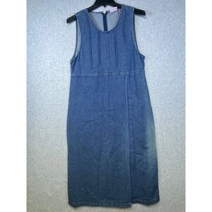 VTG Premier International Women's M‎ Denim Maxi Jumper Dress Sleeveless 90s Y2K